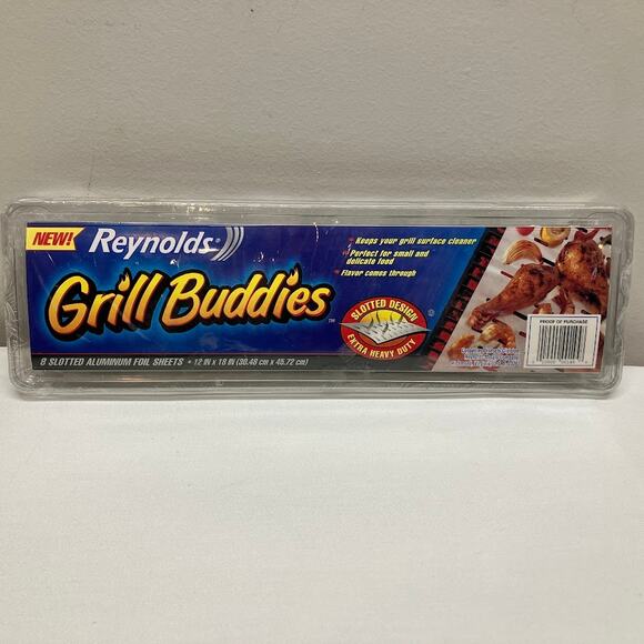 NEW Sealed Reynolds Grill Buddies Slotted Aluminum Foil Sheets 12 x 18" 8 Sheets - Picture 1 of 5